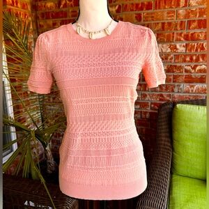 Lauren Ralph Lauren Vintage  Knit Women's Short Sleeve Sweater Peach color.